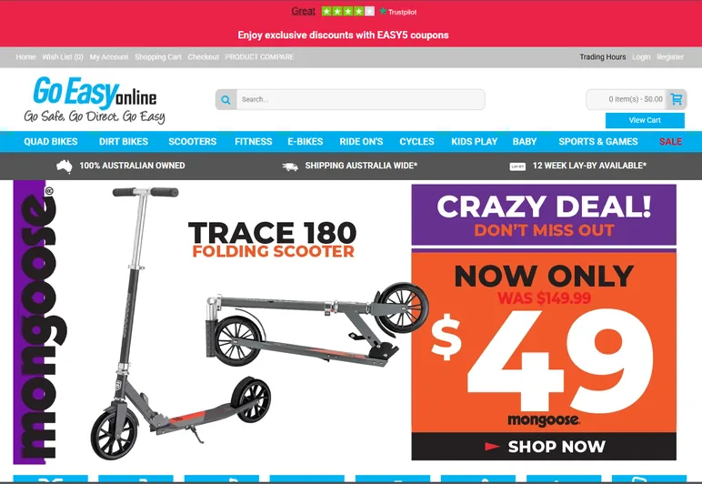 Go Easy Online ecommerce homepage preview