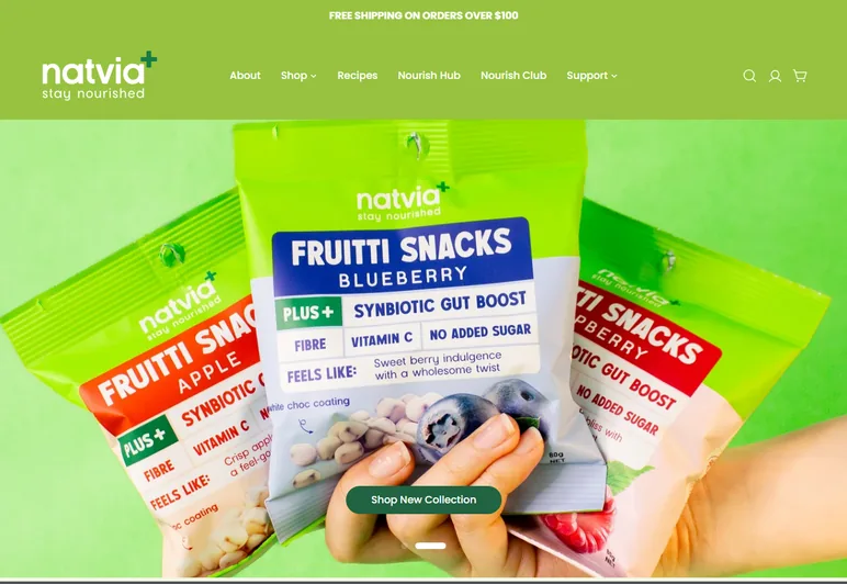 Natvia ecommerce homepage preview