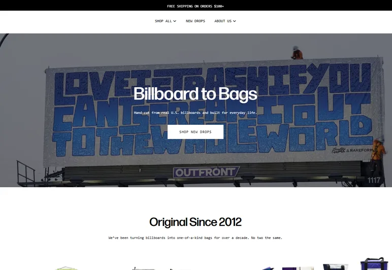 RAREFORM ecommerce homepage preview